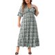 thumbnail image 5 of Vestido largo A línea bohemio de media manga en V para mujer plus size Agnes Orinda 2X negro, 5 of 8