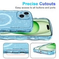 thumbnail image 2 of Designed for iPhone 15 Magnetic Phone Case,Compatible with Mag-safe,Cute Curly Wave Frame Design,Sparkly Bling Glitter Shockproof Anti-fall Rugged Transparent Phone Case,Blue, 2 of 7