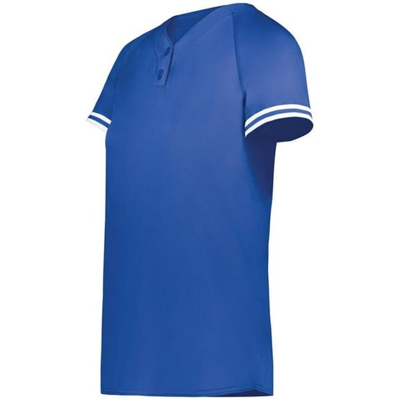 Augusta Sportswear 6917.280.2XL Ladies Cutter Plus Henley Jersey, Royal & White - 2XL