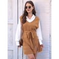 thumbnail image 6 of Womens Sweater Vest Dress Pattern Knitted Pullovers Sweaters V Neck Tie Waist Tank Sweater Dress Brown S, 6 of 8