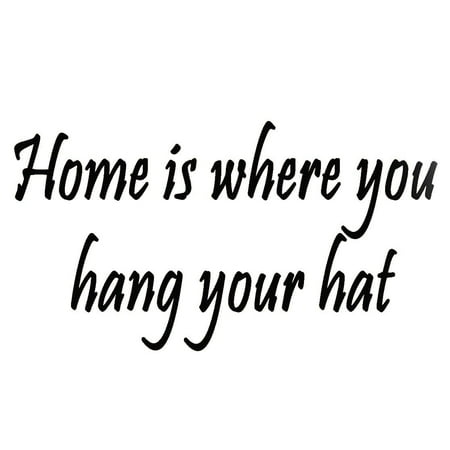 VWAQ Home Is Where You Hang Your Hat - Vinyl Wall Art Word Quote Lettering (Best Way To Hang Hats On Wall)