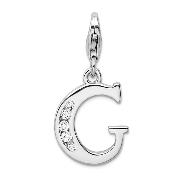 925 Sterling Silver Solid Polished Not engraveable Fancy Lobster Closure Cubic Zirconia Letter Name Personalized Monogra