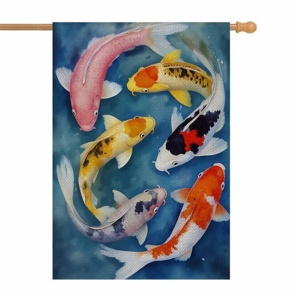 Bandera AOYEGO Watercolor Pez, 70 x 100 cm, poliéster, doble cara