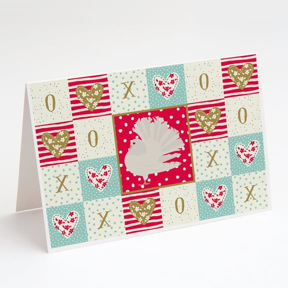 Caroline's Treasures Silver Fantail Pigeon Love Greeting Cards with Envelopes, 5" x 7" (8 Count)