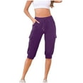 thumbnail image 1 of Timegard Cargo Shorts for Women Elastic High Waisted Drawstring Sweatshorts Outdoor Half Pants with Pockets, 1 of 7