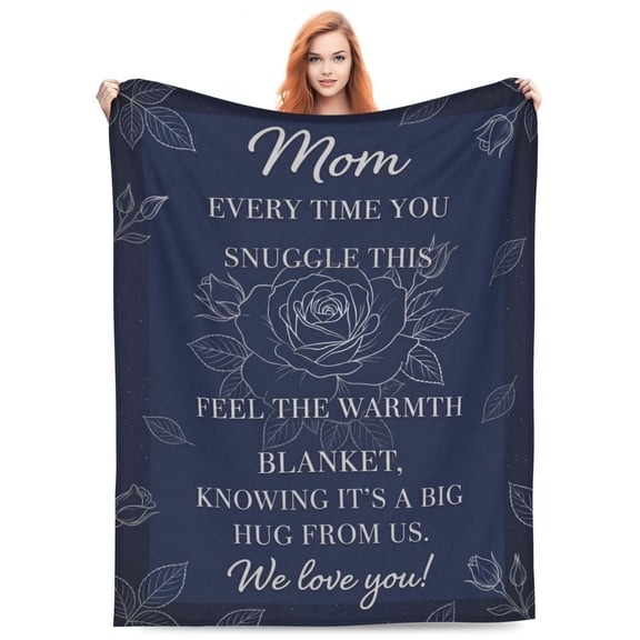 Mom Throw Blanket, Love Gift for Mom from Daughter Son, Birthday Christmas Present, Cozy Flannel Blanket for Mother’s Day 50x40