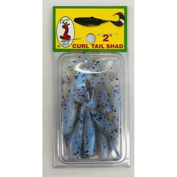Creme 2" Curl Tail Crappie Shad Lure, Disco, 10 Count