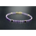 thumbnail image 2 of Amethyst 3mm Round Shape Smooth Cut Beads 7 inch Gold Plated Clasp Bracelet for men, women, unisex. Link Chain Stacking Bracelet.|LINK_00433, 2 of 4