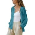 thumbnail image 4 of QASIEATN Women's Summer Solid Color Thin Balloon Sleeve Retro Vacation Style Cotton Linen Sun Shirt Women's Blouse Fall Fashion Outfits, 4 of 9