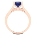 thumbnail image 4 of 2.28 ct Brilliant Princess Cut Tanzanite 18K Rose Gold Solitaire with Accents Engagement Bridal Wedding Ring Band Set size 8.5, 4 of 7