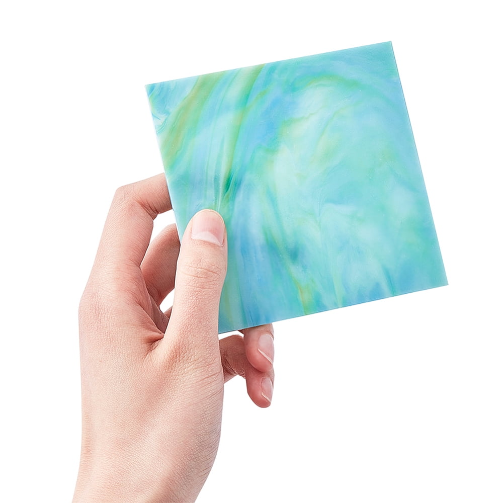 10pcs 10 Colors Stained Glass Sheets 3.9 x 3.9 Inch Square Large Cathedral Mosaic Glass Tiles Green Blue Variety Mosaic TilesDIY