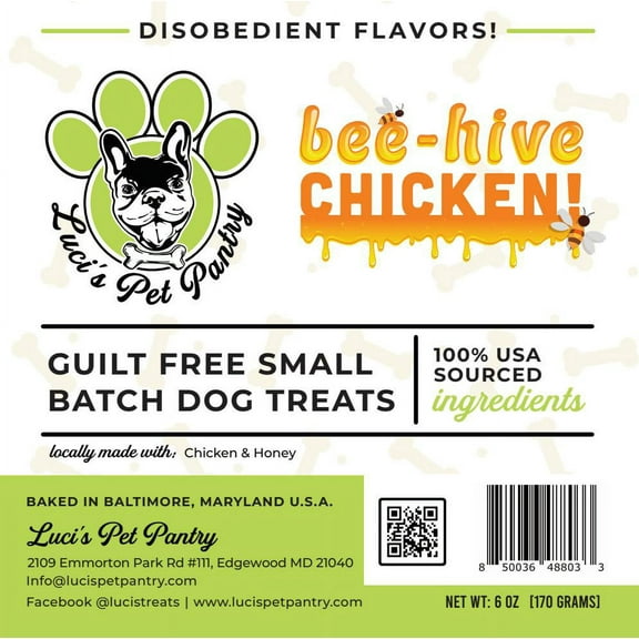 Beehive Chicken "Honey & Chicken Biscuits" Homemade Dog & Puppy Treats! Gift Box with 4 - 6 oz. Treat Bags