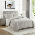 thumbnail image 2 of VCNY Home Solomun 3-Piece Taupe Pinsonic Damask Quilt Set, Full/Queen, Adult, Unisex, 2 of 5