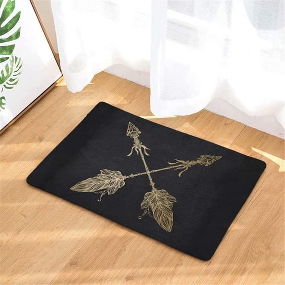 Bath Mat Golden Feather Arrow Indoor Outdoor Entrance Door Mat Non-Slip Bath Rug Bathmat Decor Small Area Rug Carpet Kitchen Door Mats Floor Mats Home Decor 24 x16 Inch