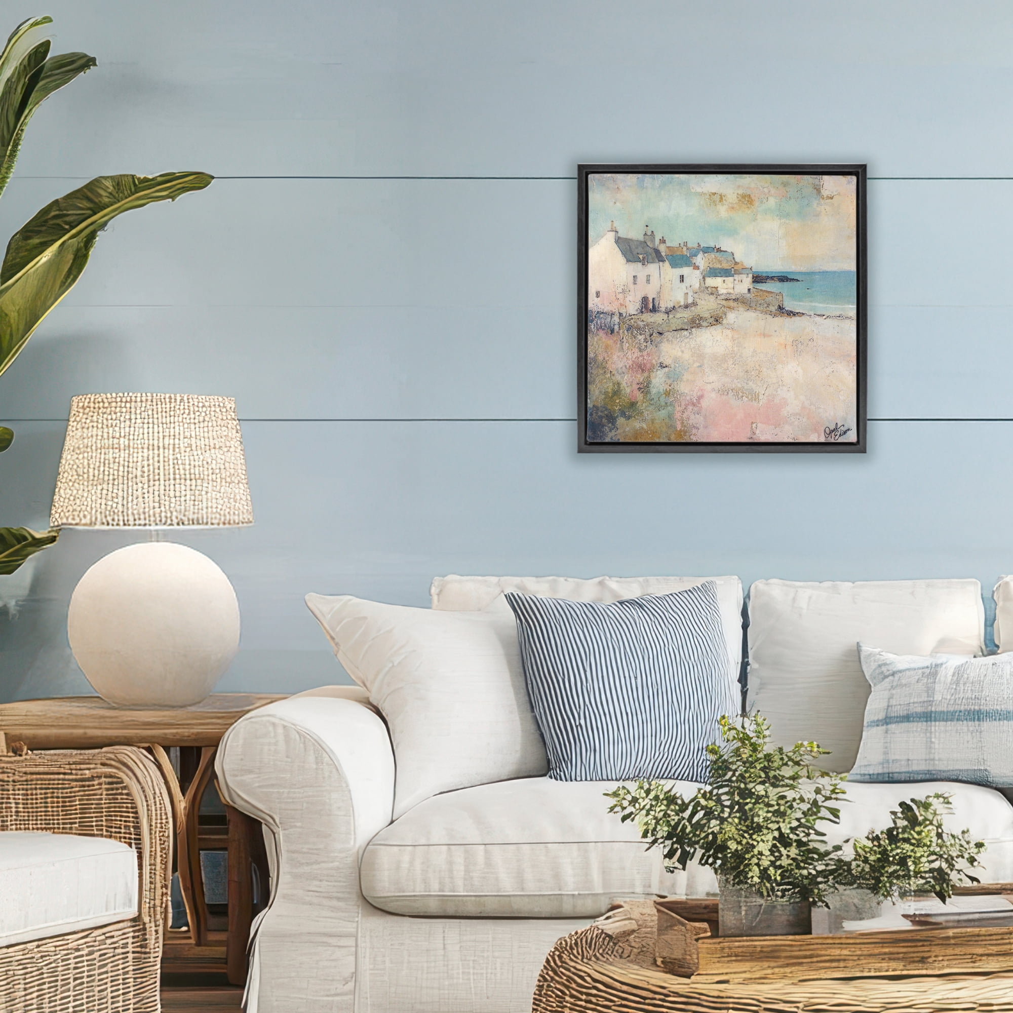 Stupell Industries Town Corner Architecture Black Framed Floater Canvas Wall Art, design by Opal Edison
