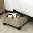 thumbnail image 2 of happimess BSK2014C Adaline 18.11" Classic Farmhouse Hand-Woven Hyacinth Rectangular Underbed Storage Bin with Wheels and Handles, White Wash, 2 of 5
