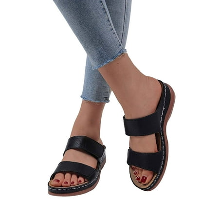 

Shldybc Slippers for Women Women s Summer Wedge Heels with Thick Soles Slippers Fashion Flip Flop Orthopedic Sandals Summer Savings Clearance
