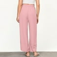 thumbnail image 3 of Pants for Women Trendy Dressy New Linen Pants Women High Waisted Wide Leg Casual Beach Pull on Elastic Waist Summer Cropped Pants with Pockets Pinky XXL, 3 of 8