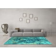 thumbnail image 3 of Ahgly Company Indoor Square Oriental Turquoise Blue Industrial Area Rugs, 3' Square, 3 of 4