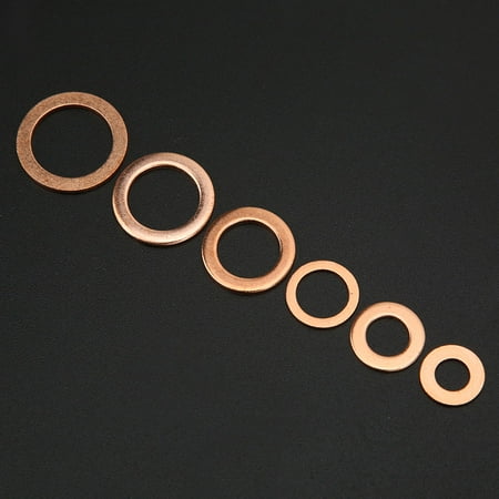 

Copper Washer Copper Gasket Flat Copper Washer Sealing Washer 110Pcs Copper Washer Flat Fixing Sealing Fasteners Assortment Kit For Automobiles