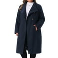 thumbnail image 4 of Agnes Orinda Women's Plus Size Overcoat Classic Stand Collar Long Sleeve Back Split Winter Long Coat with Pockets 1X Dark Blue, 4 of 6