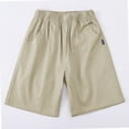 thumbnail image 2 of HUAXUN-Boys Summer School Shorts with Elastic Waist - Lightweight Twill Flat Front Casual Shorts for Students 3-18 Years, Comfortable Breathable Outdoor Play Shorts(Khaki,11-12Years), 2 of 8