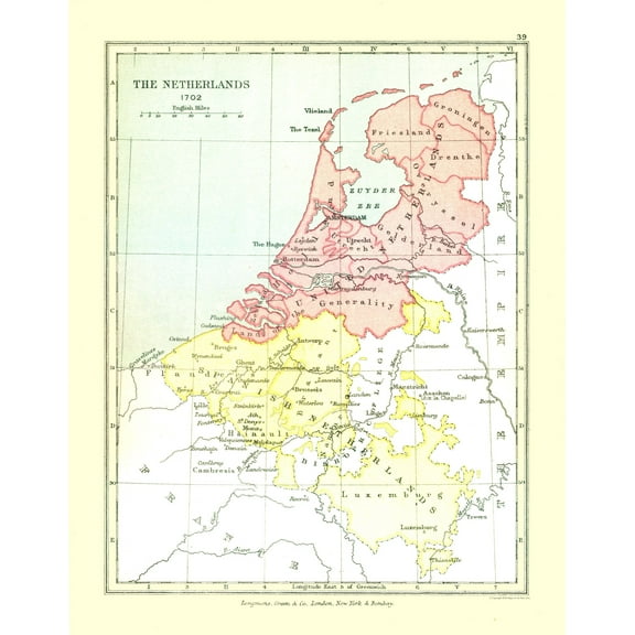 Historic Map - Netherlands 1702 - Gardiner 1902 - 23 x 29.37 - Vintage Wall Art