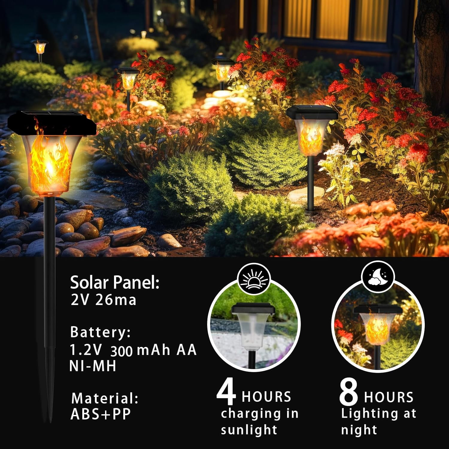 Magicorange 6 Pack Solar Torch Lights with Flickering Flame, Waterproof Outdoor Garden Light for Christmas, Garden, Landscape, Path, Yard, Patio