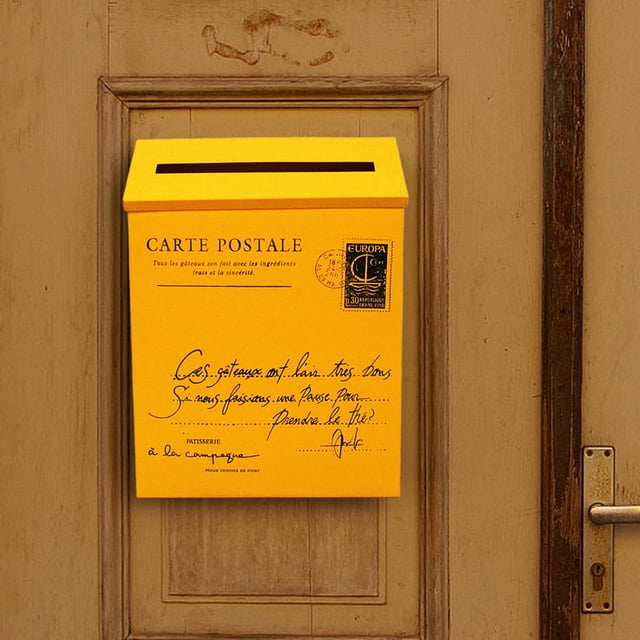 Buzón de correo montado en la pared Metal amarillo Macarena