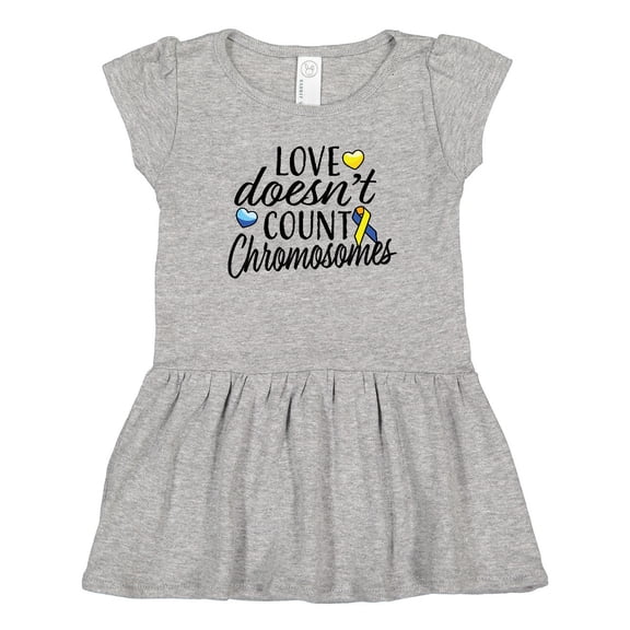 Inktastic Love Doesnt Count Chromosomes with Yellow and Blue Ribbon Girls Toddler Dress