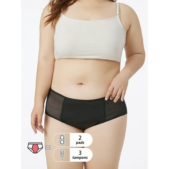 3pcs Plus Size Women Absorbent Leak-Proof Period Underwear, Suitable For Heavy Menstrual Flow