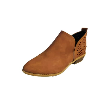 

jsaierl Women s Shoes Retro Solid Color Low Heel Hollow Out Fashion Short Leather Boots