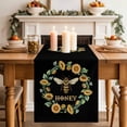 thumbnail image 4 of Black Sunflowers Bees Cotton Linen Table Runner for Dining Kitchen, Farmhouse Honey Floral Rings Wedding Outdoor Party Tablerunners Decoration, Dresser Scarf Coffee Tablecloth Runners 13x70 Inches, 4 of 9