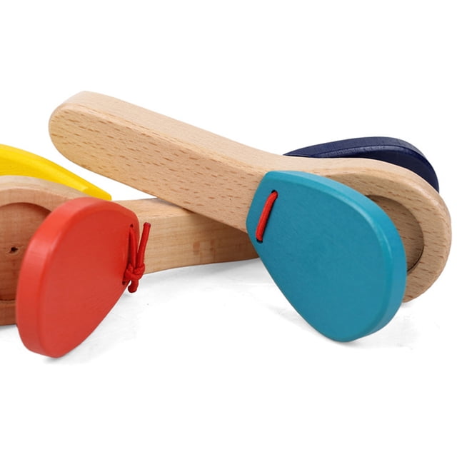 WRITWAA Lovely Wooden Castanet Educational Percussion Instrument For Early For Music Play And Development