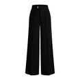 thumbnail image 3 of Favoffer Women's High Waist Suit Pants Solid Color Elastic Waist Straight Wide Leg Pocket Casual Work Trousers Business Office Bottom for Commute Travel, 3 of 8