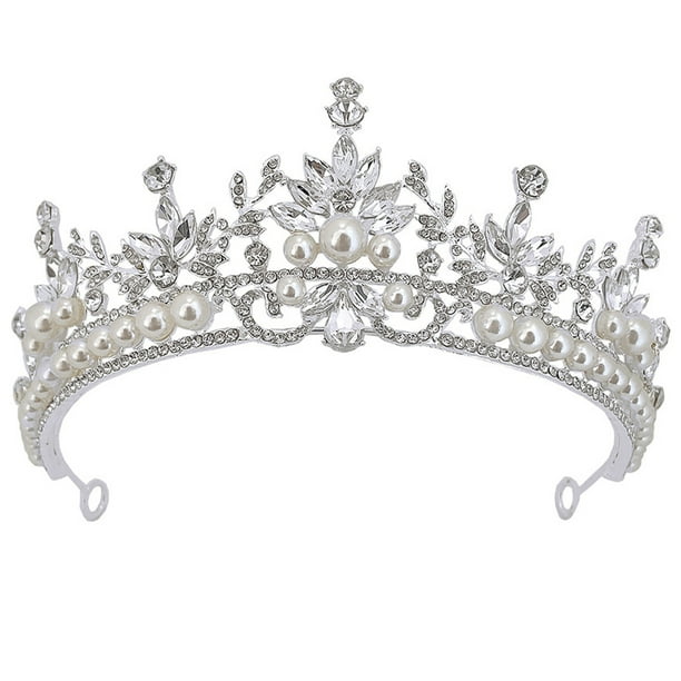 KAKOWELY Tiara de boda, diadema de novia con diamantes de imitación, tocado de boda, corona de boda