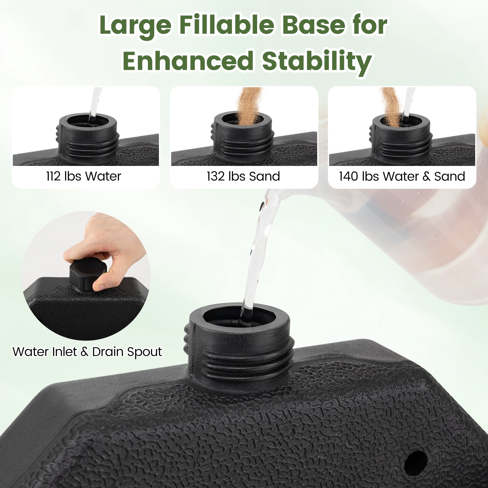 Goplus 4 Plate Patio Offset Umbrella Base Stand Weights Sand/Water Filled Base