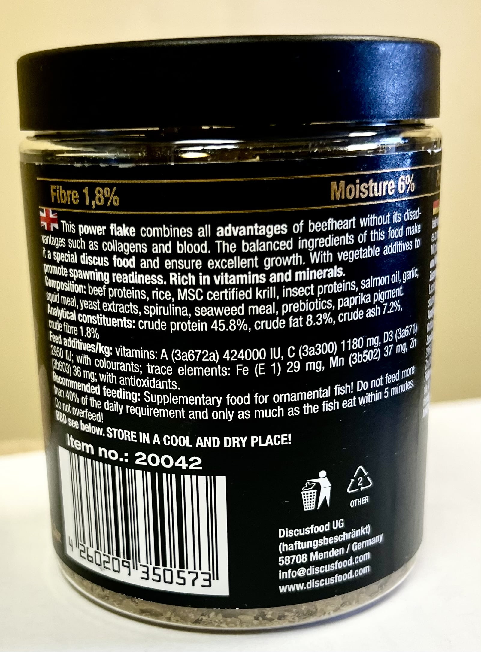 Discusfood Best Heart Flakes Pro Breed, Fish Food, 2.3 oz