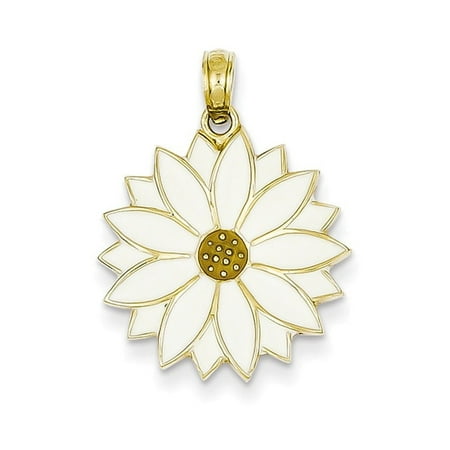 Enamel Flower Daisy - 14k Enameled White Daisy Flower Pendant