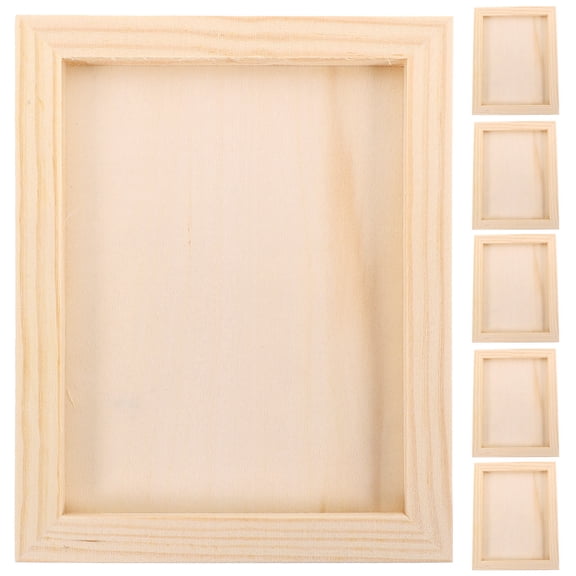BRIGHTFUFU 6Pcs Unfinished Wood Frames for Crafts Beige Wooden Decorative Picture Frame