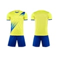thumbnail image 2 of RKSTN Soccer Maillot Enfants Manches Courtes Col Rond Chandail de Soccer avec Shorts Ensemble Uniforme d'Entraînement 2 Pcs Ensemble de Maillot de Soccer (Jaune, 3TP) Unisexe, 2 of 6
