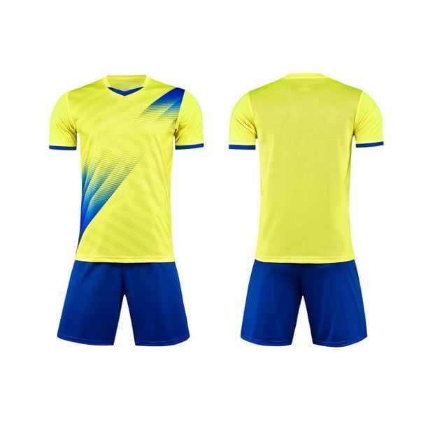 Odeerbi Niños Niñas Malla Rápido Seco Uniforme de Fútbol Conjunto Rayas Gradiente Impresión Camiseta Shorts Ropa Deportiva Atlética Para 5-15 Años