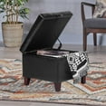 thumbnail image 6 of Homebeez Faux Leather Square Storage Ottoman with Wood Legs for Living Room Coffee Table, Black, 6 of 12