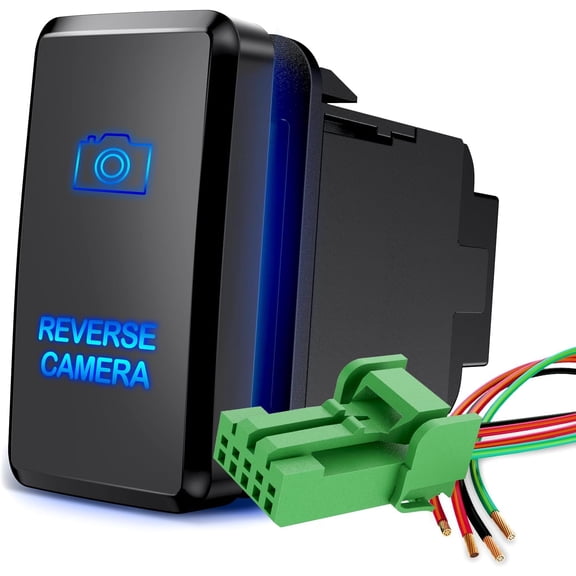 Nilight Reverse Camera Push Button Switch 12V ON Off Switches with Connector Wire Kit 1.54" x 0.83" Replacement for Toyota FJ Cruiser Fortuner Ta coma Highlander Tundra 4Runner Prado Land Cruiser