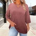 thumbnail image 2 of Lkhaha 2026 Womens T Shirts Fashion Tops Hollow Out Collar Short Sleeve Casual Crew NeckDaily Clothing Brick Red 4XL, 2 of 5