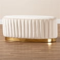 thumbnail image 6 of Bowery Hill White Velvet Fabric Upholstered and Gold PU Leather Ottoman, 6 of 7