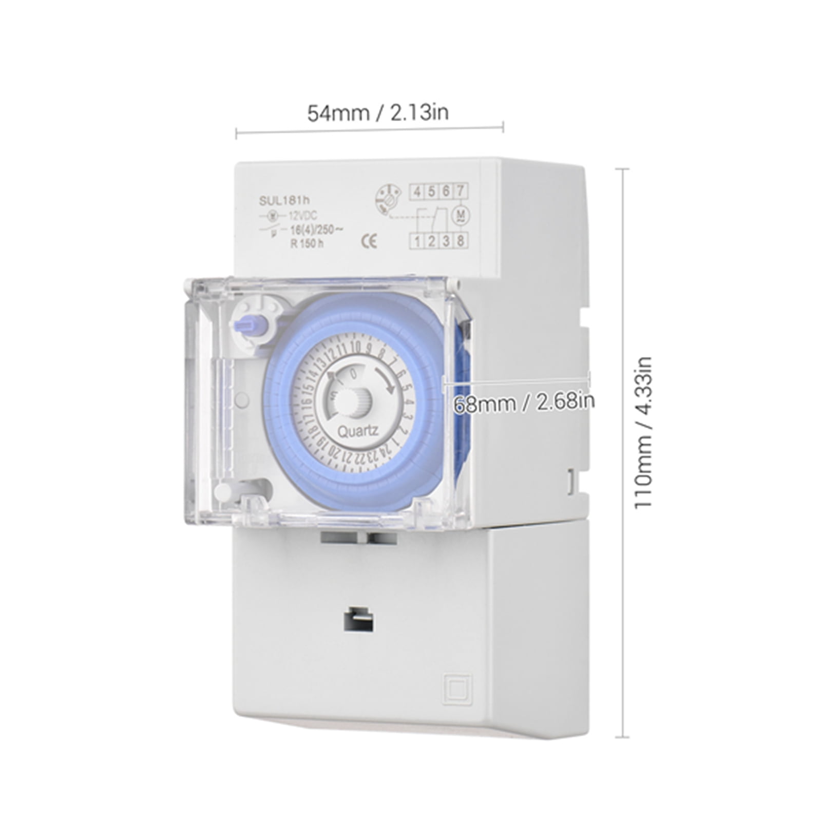 Mechanical 24 Hours Timer Switch DC 12V 30 Minutes Interval 48 Times ON/ OFF Programmable Electrical Timer DIN Rail Installation Relay Switch