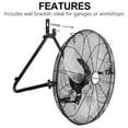 thumbnail image 6 of Achazel 20" High Velocity Floor Fan 3-Speed 5200 CFM Industrial Shop Fan Heavy Duty Metal with Wall Mount System for Garage Workshop Commercial Use, 6 of 9