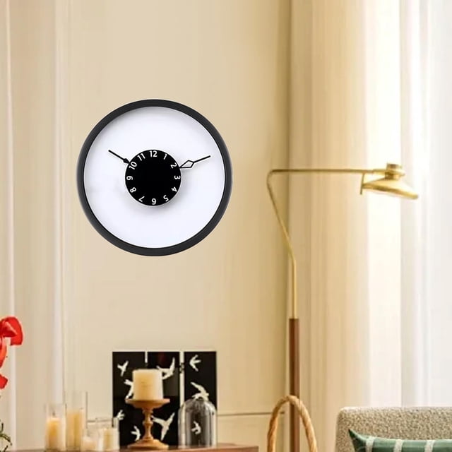 Reloj de pared decorativo, silencioso, moderno, sencillo, decoración de pared colgante de 10 pulgadas para granja, cocina, oficina, inauguración de la Negro