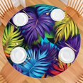 thumbnail image 2 of Colorful Leaf Pattern Round Fitted Tablecloth with Elastic Edge,Dining Table Cover Waterproof,Outdoor Round Tablecloth for Camping,Dining,Indoor and Outdoor, 2 of 7